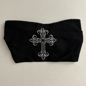 Black Rhinestone Cross Headband